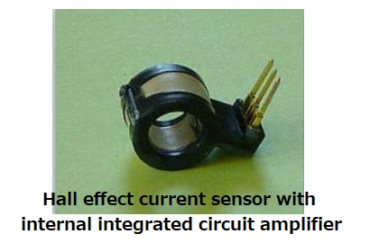 Hall effect current sensor with internal integrated circuit amplifier