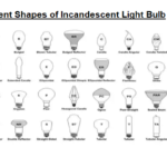 Different shapes and types of incandescent light bulb