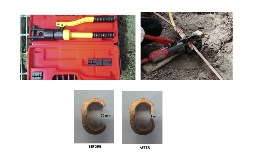 clamping of the earthing cables